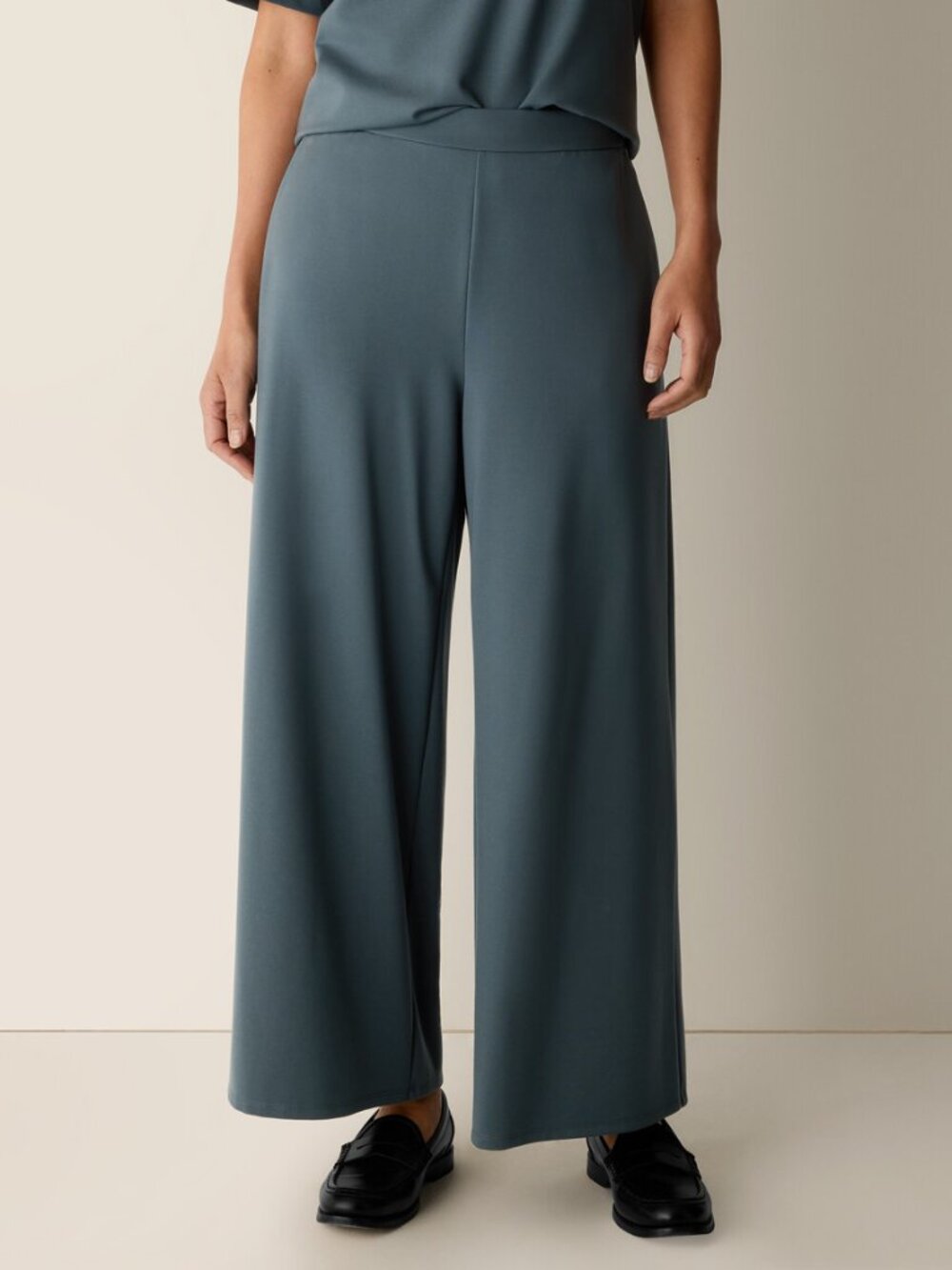 Eileen Fisher Lightweight Ponte Wide-Leg Pants Easy Fit Ankle Length XS NWOT!